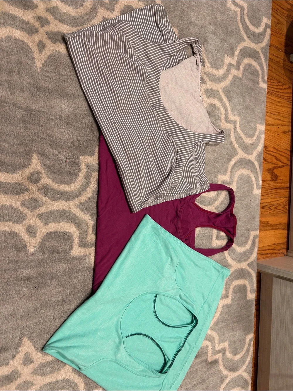 3 lululemon athletica Racerback Tanks - Plum, Mint & Gray Stripes